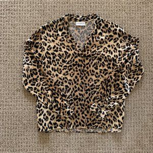 Liz Claiborne long sleeve silk top - leopard print